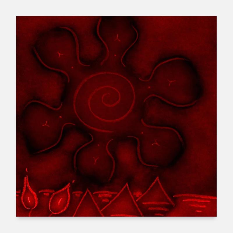 SUN ON RED PYRAMIDS Poster 24" x 24" (60x60 cm)