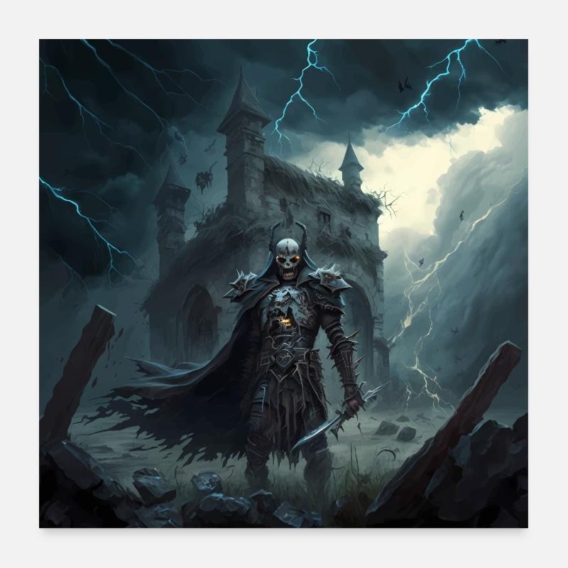 Chevalier de la mort dans l’orage - Poster 60 x 60 cm - blanc
