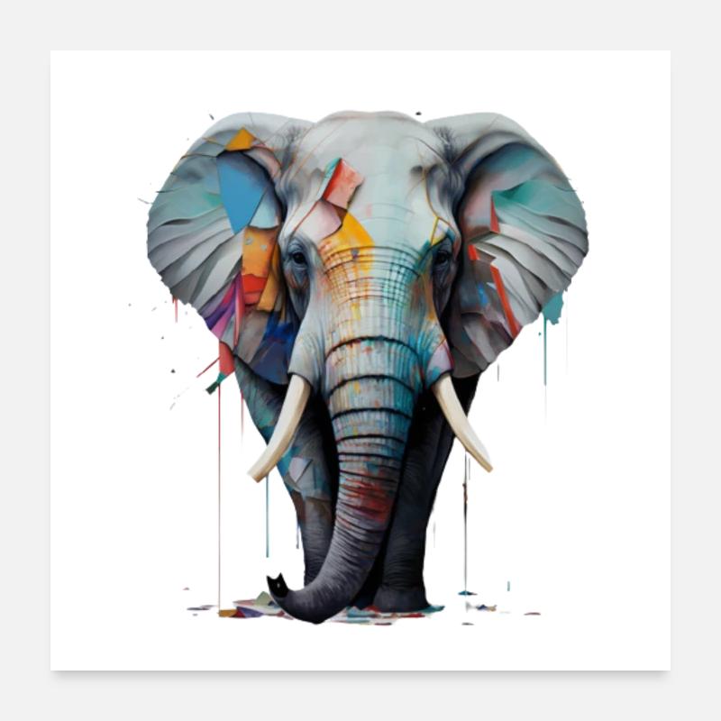 Elefantenkraft - Poster 60x60 cm - Weiß