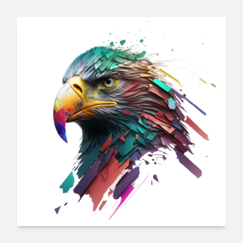 Ein Adlerblick: Ölgemälde in lebendigen Farben Poster 60x60 cm