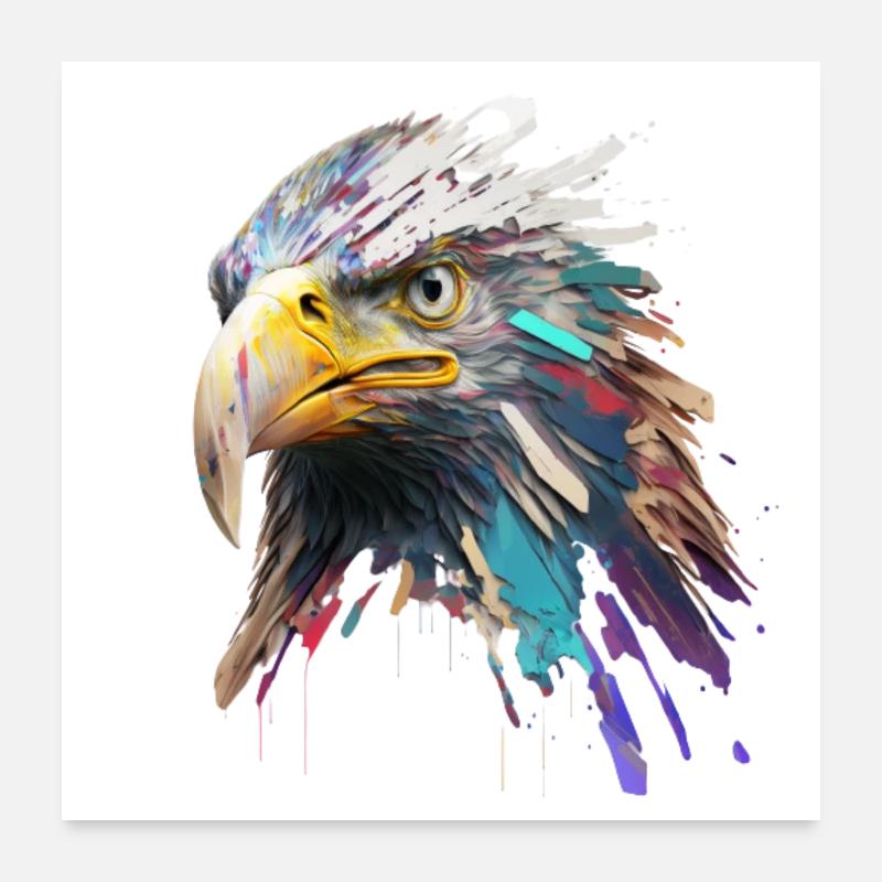 Adlerkopf: Ein farbenfrohes Ölgemälde Poster 60x60 cm