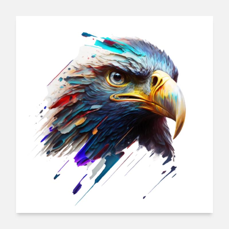 Ein Adlerblick: Ölgemälde in lebendigen Farben Poster 60x60 cm