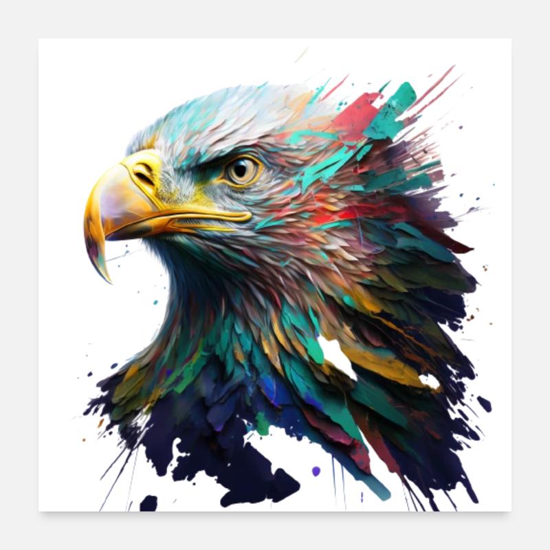 Ein Adlerblick: Ölgemälde in lebendigen Farben Poster 60x60 cm
