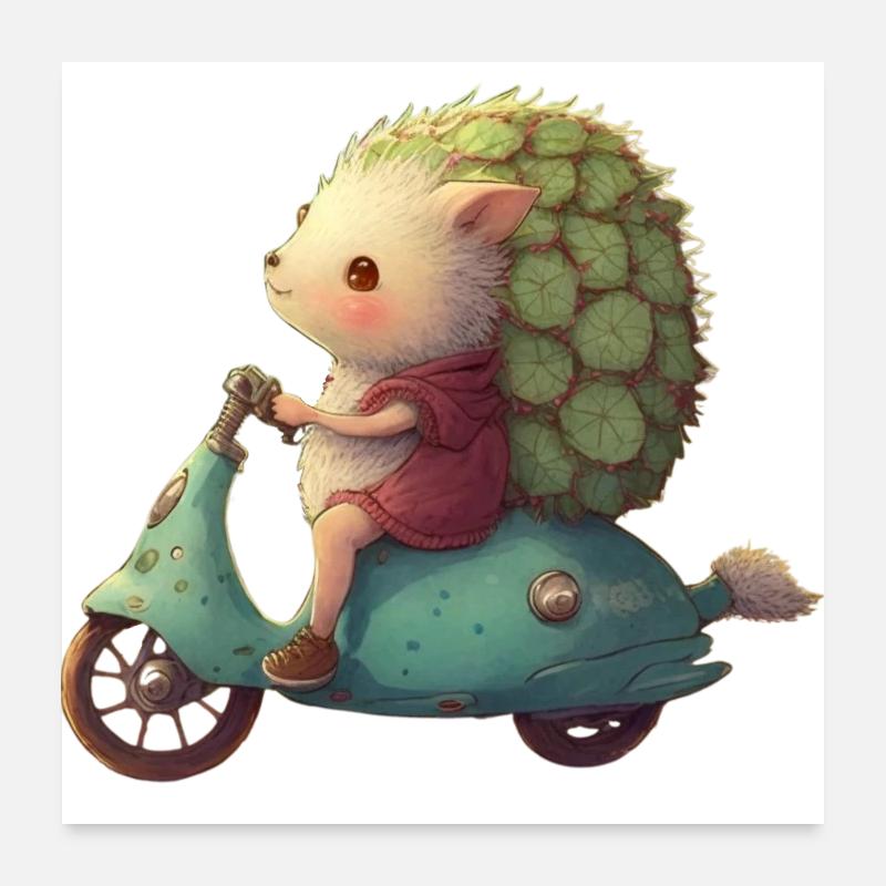 Hedgehog scooter Poster 24" x 24" (60x60 cm)