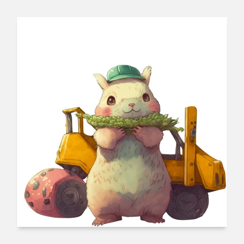 marmotte travaux - Poster 60 x 60 cm - blanc