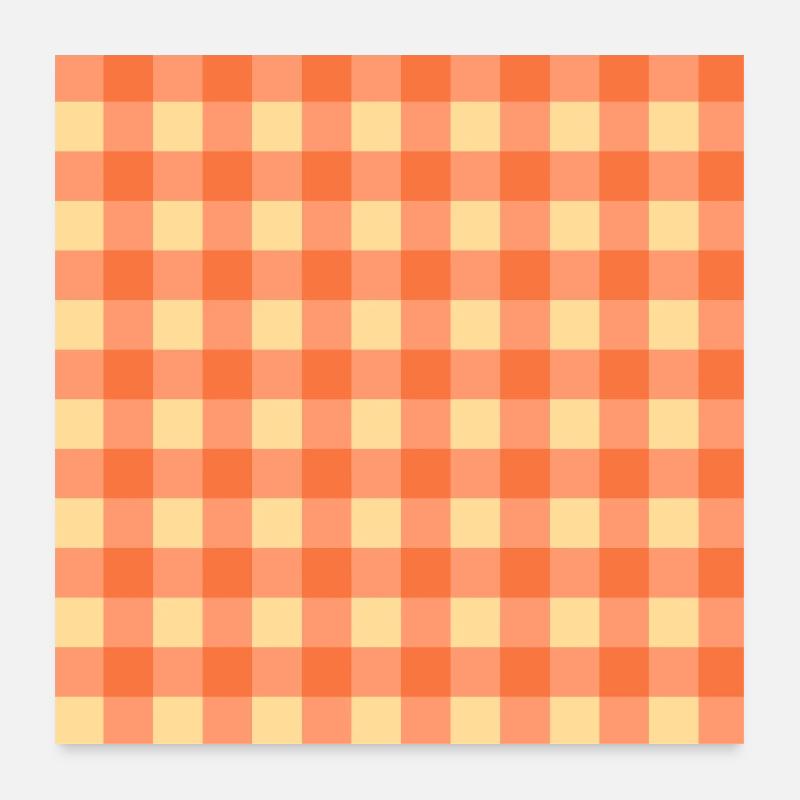 Retro 70's Buffalo Plaid Pattern in Orange Yellow Poster 24" x 24" (60x60 cm)