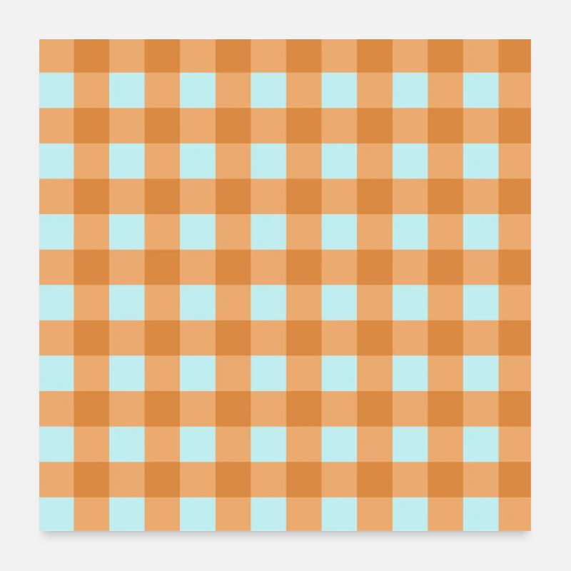 Retro 70's Buffalo Plaid Pattern in turquoise Poster 24" x 24" (60x60 cm)