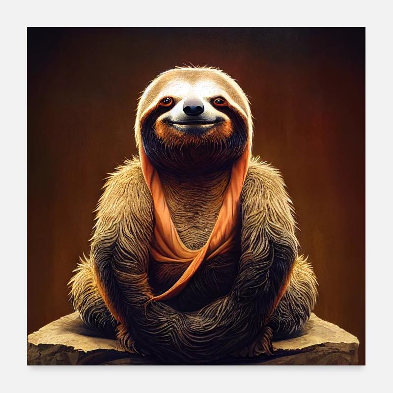 Meditating Buddha Sloth Poster 24" x 24" (60x60 cm)
