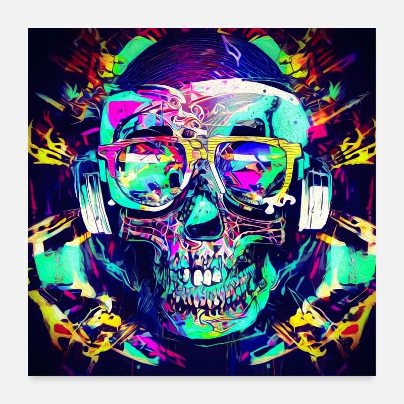 Abstract Skull - Poster 60x60 cm - Weiß