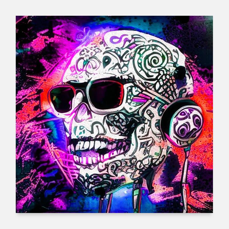 Abstract Skull - Poster 60x60 cm - Weiß