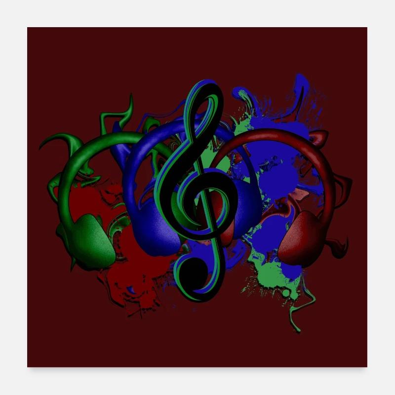 Headphones clef Poster 24" x 24" (60x60 cm)