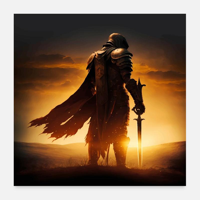 Epischer Heroischer Ritter Version 2 Poster 60x60 cm