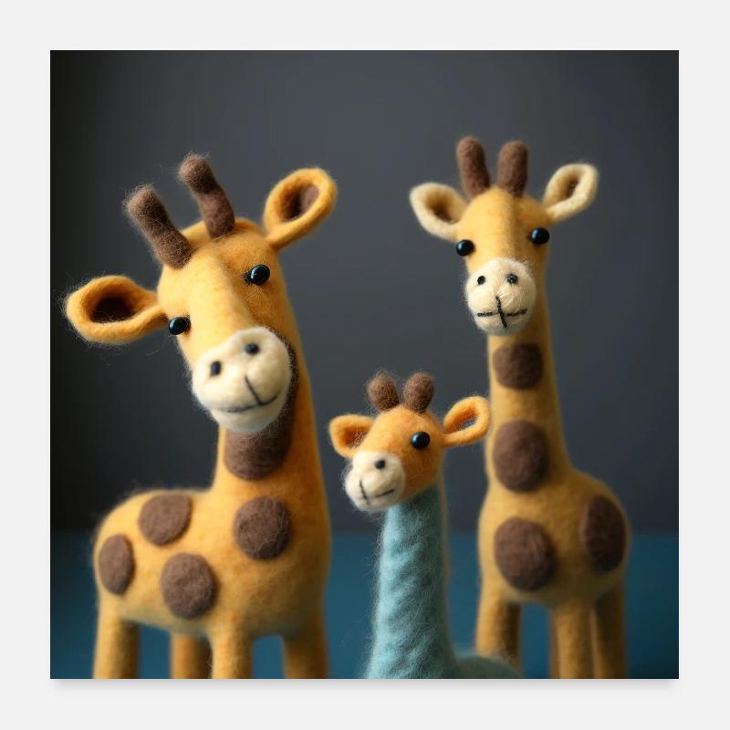 Famille de girafes en feutre Poster 60 x 60 cm