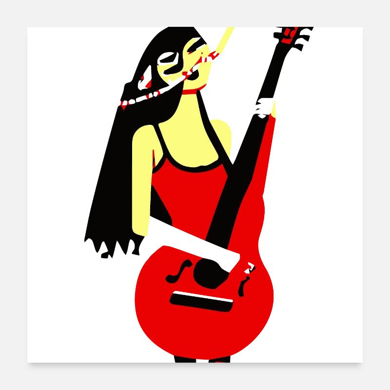 Musik Mädchen Poster 60x60 cm