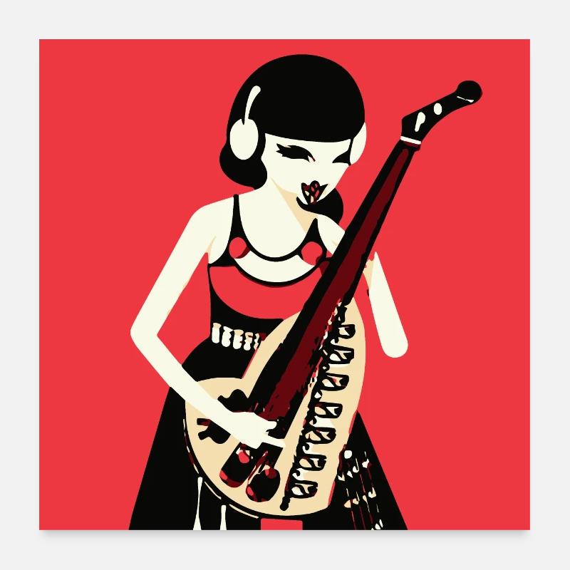 Musik Mädchen Poster 60x60 cm