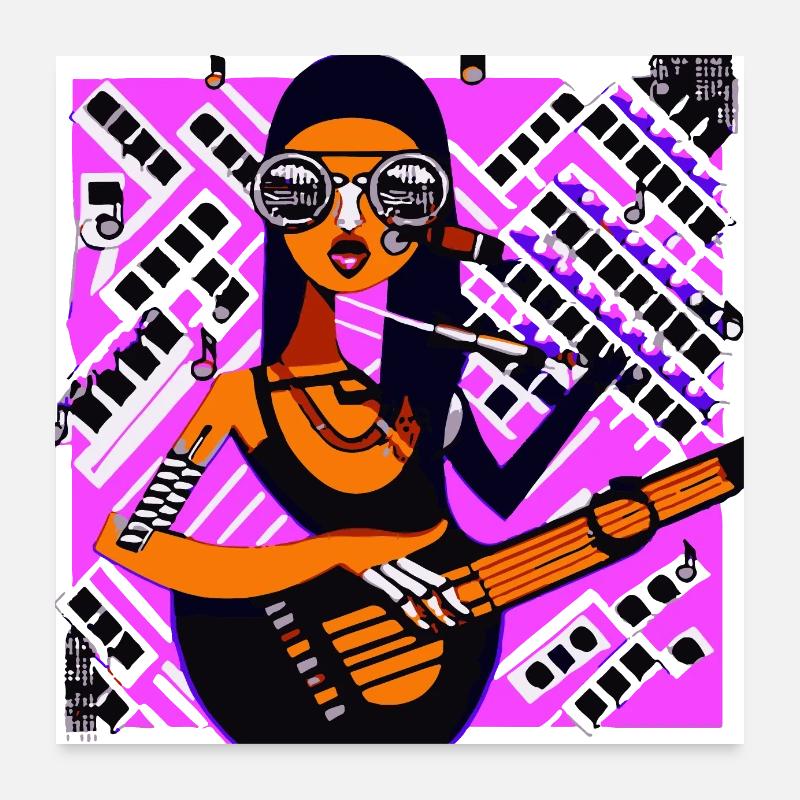 Fille de la musique Poster 60 x 60 cm
