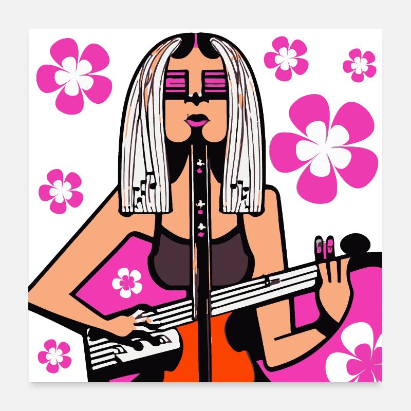 Fille de la musique Poster 60 x 60 cm