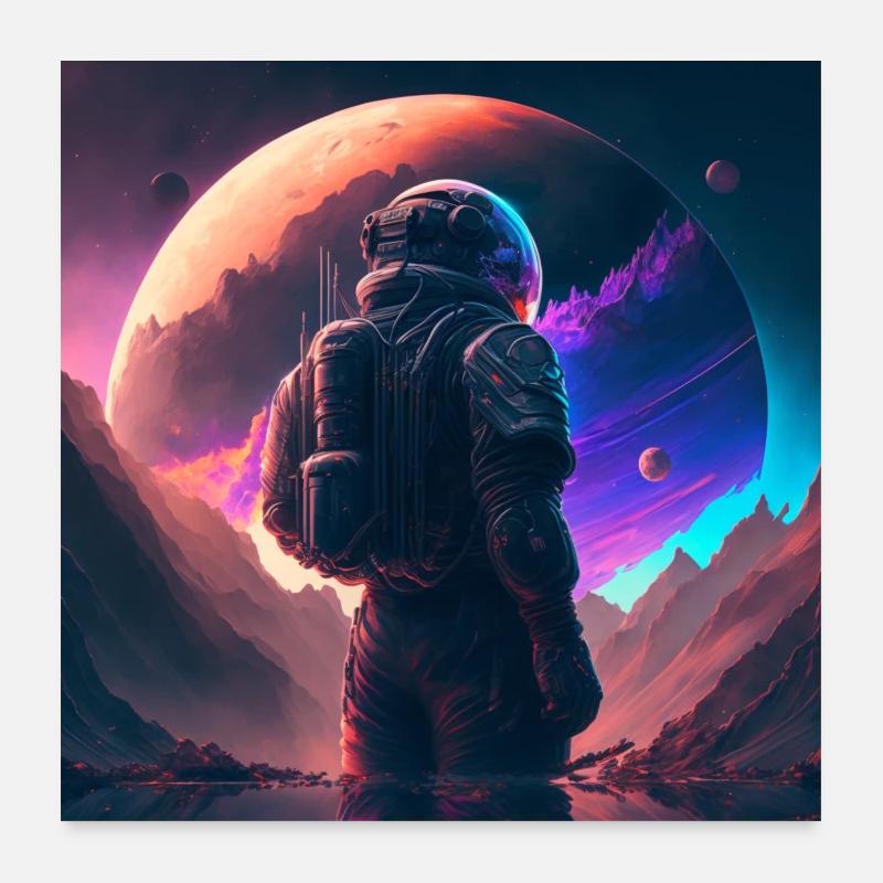 Galaktischer Entdecker auf Neon Horizon Poster 60x60 cm