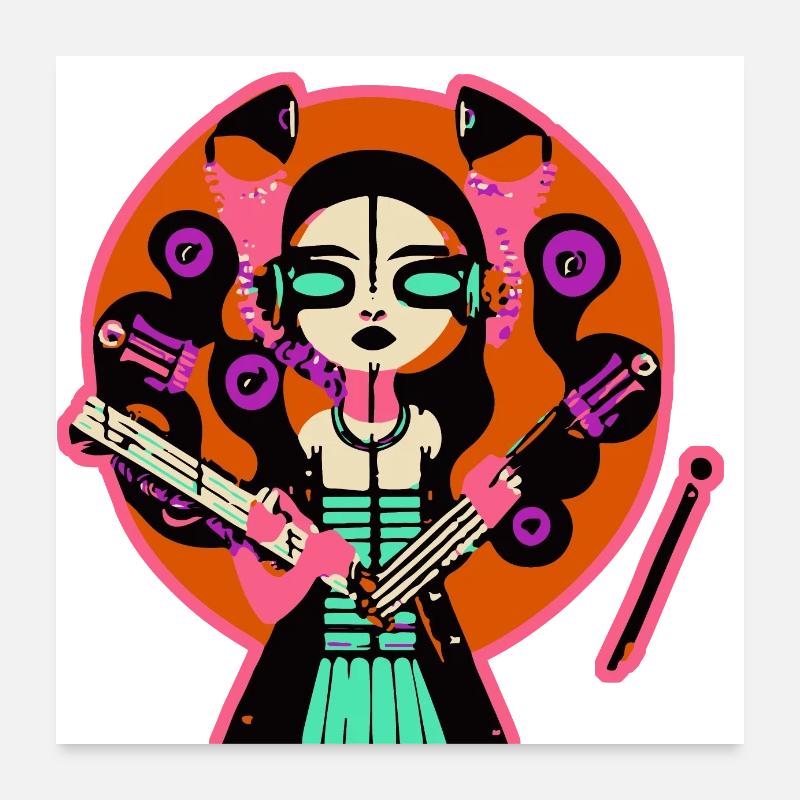 Musik Mädchen Poster 60x60 cm
