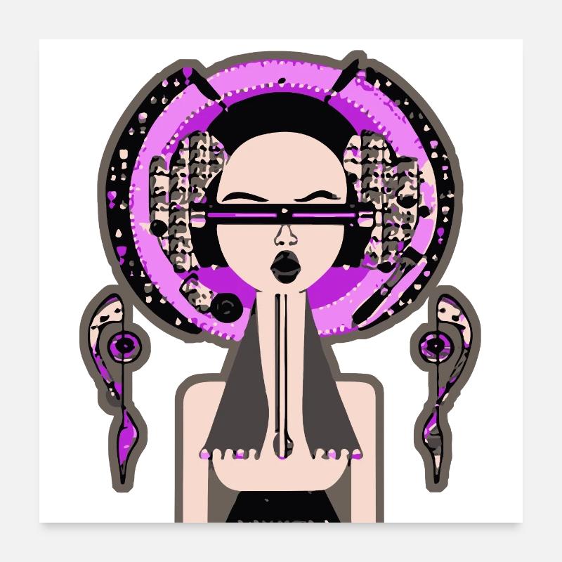 Musik Mädchen Poster 60x60 cm