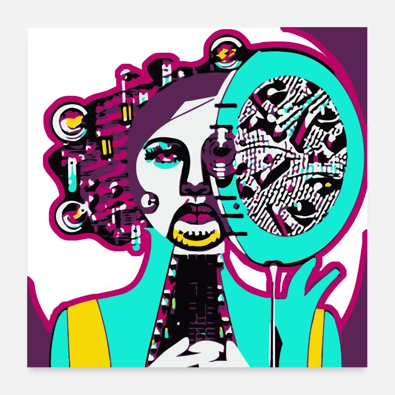 Musik Mädchen Poster 60x60 cm