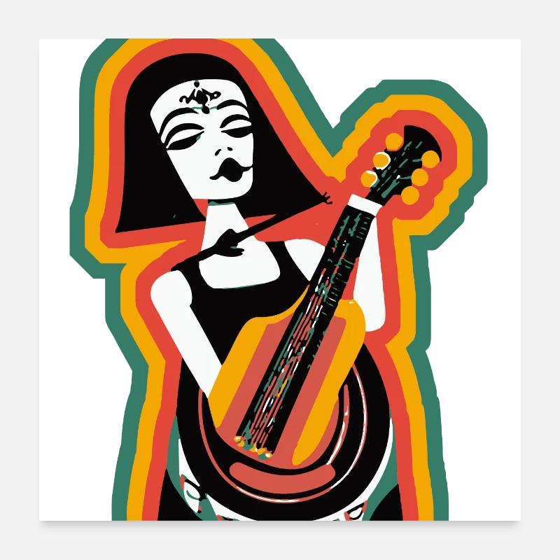 Fille de la musique Poster 60 x 60 cm