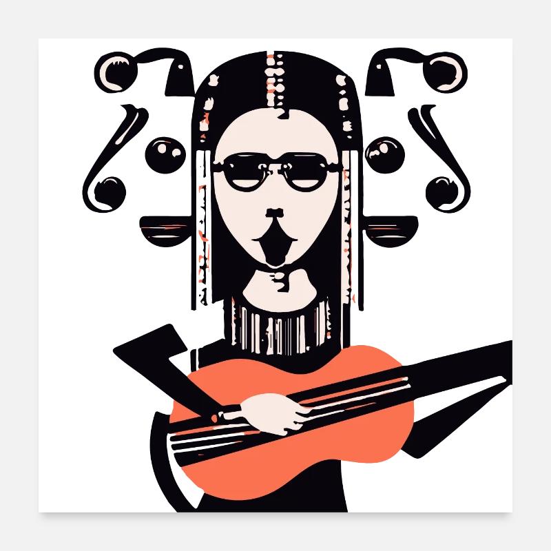 Musik Mädchen Poster 60x60 cm