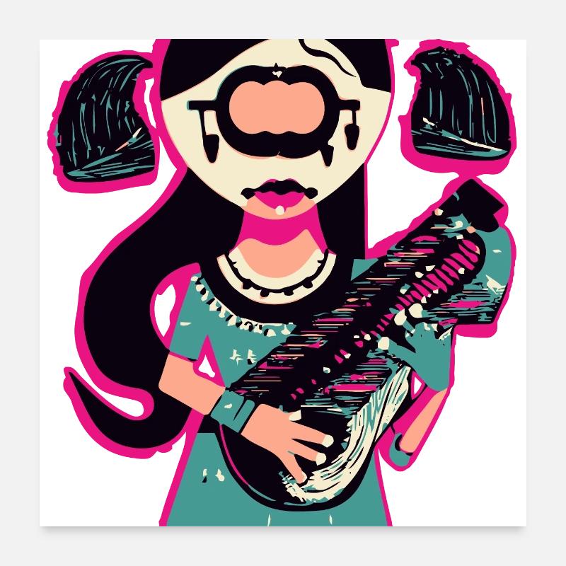 Musik Mädchen Poster 60x60 cm