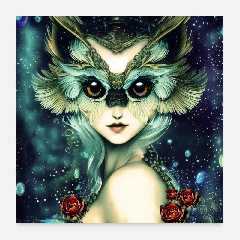 Das weise und wunderbare Eulenmädchen Poster 60x60 cm