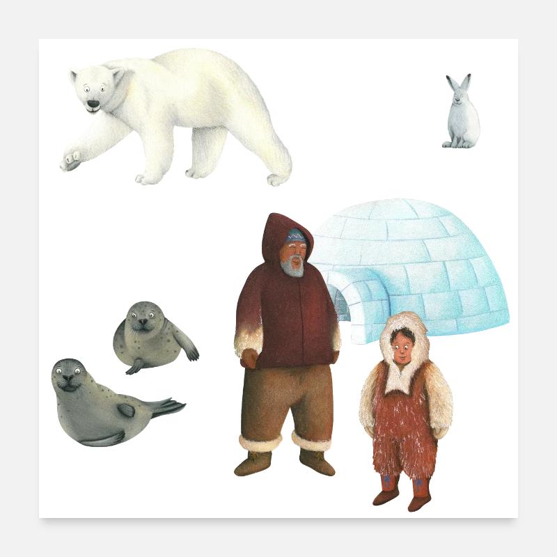 Eskimo family Poster 24" x 24" (60x60 cm)