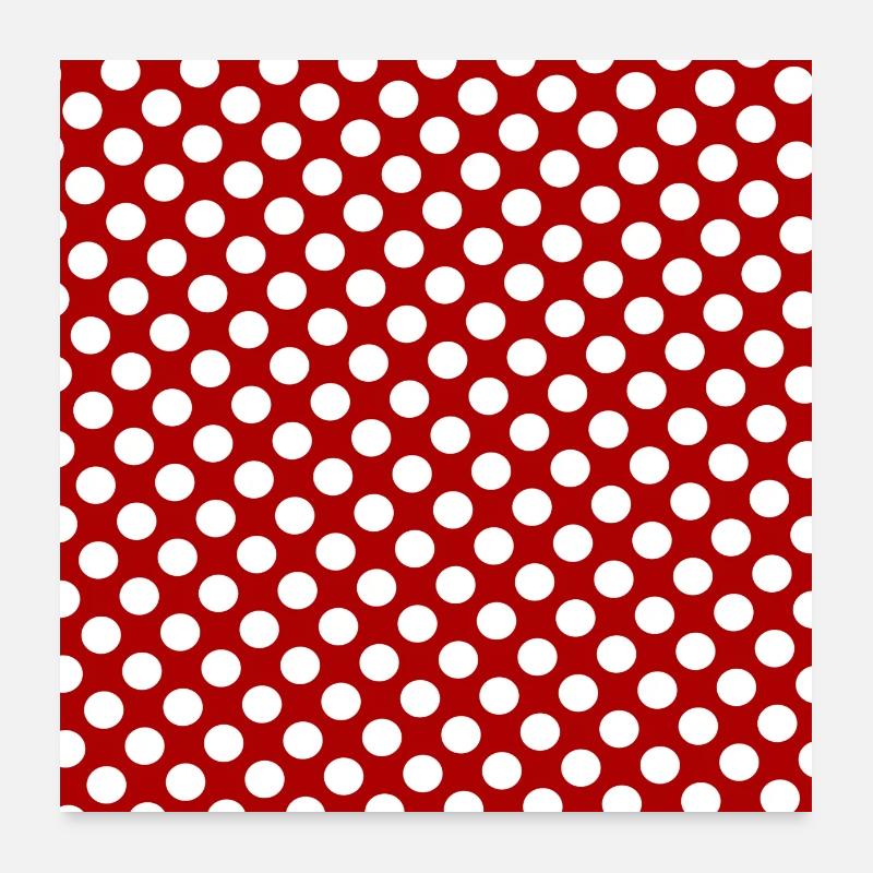 Polka dot red white background dot pattern Poster 24" x 24" (60x60 cm)