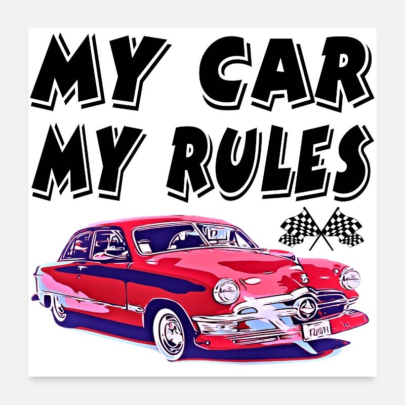 Auto - Poster 60x60 cm - Weiß