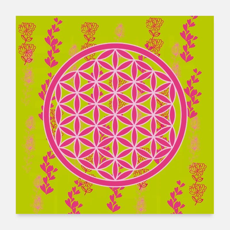 Fleur de vie rose - Poster 60 x 60 cm - blanc