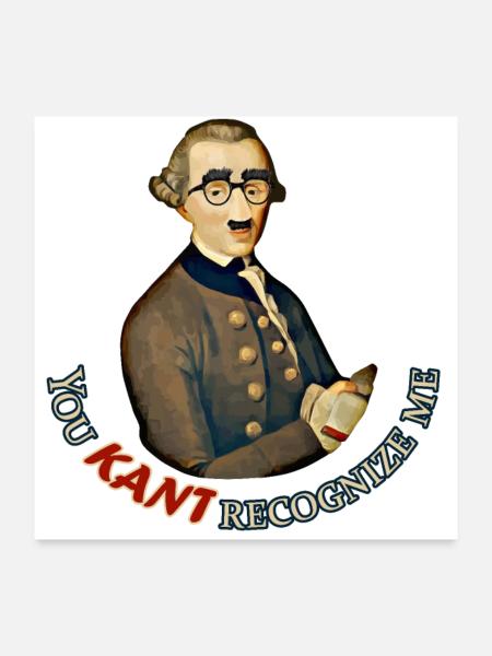 Lustiger Philosoph: Kann Immanuel Kant nicht erkennen - Poster 60x60 cm - Weiß - Vorne