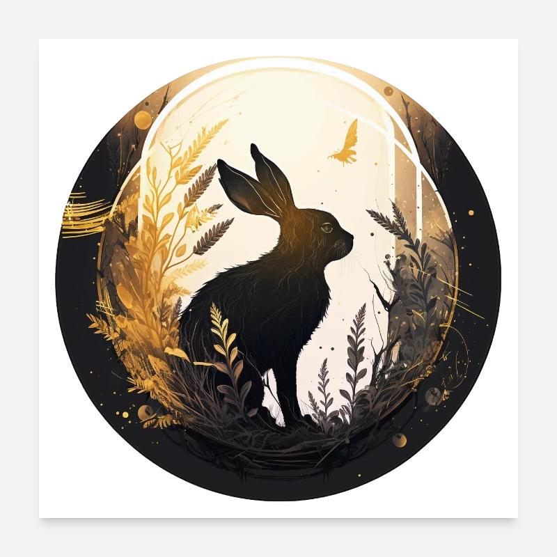 Lapin du nouvel an. Poster 60 x 60 cm