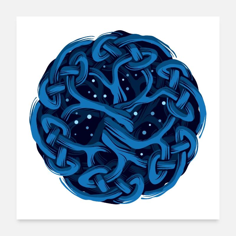 Keltischer Baum, blau Poster 60x60 cm