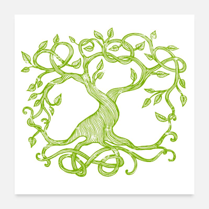 Arbre celtique, vert Poster 60 x 60 cm
