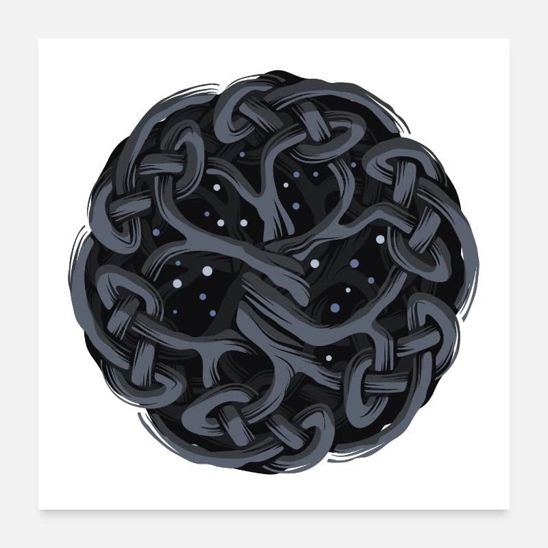 Keltischer Baum, schwarz - Poster 60x60 cm - Weiß