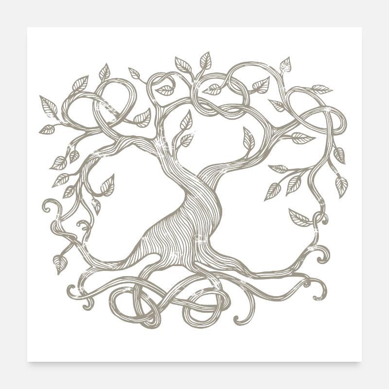 Arbre celtique, beige Poster 60 x 60 cm