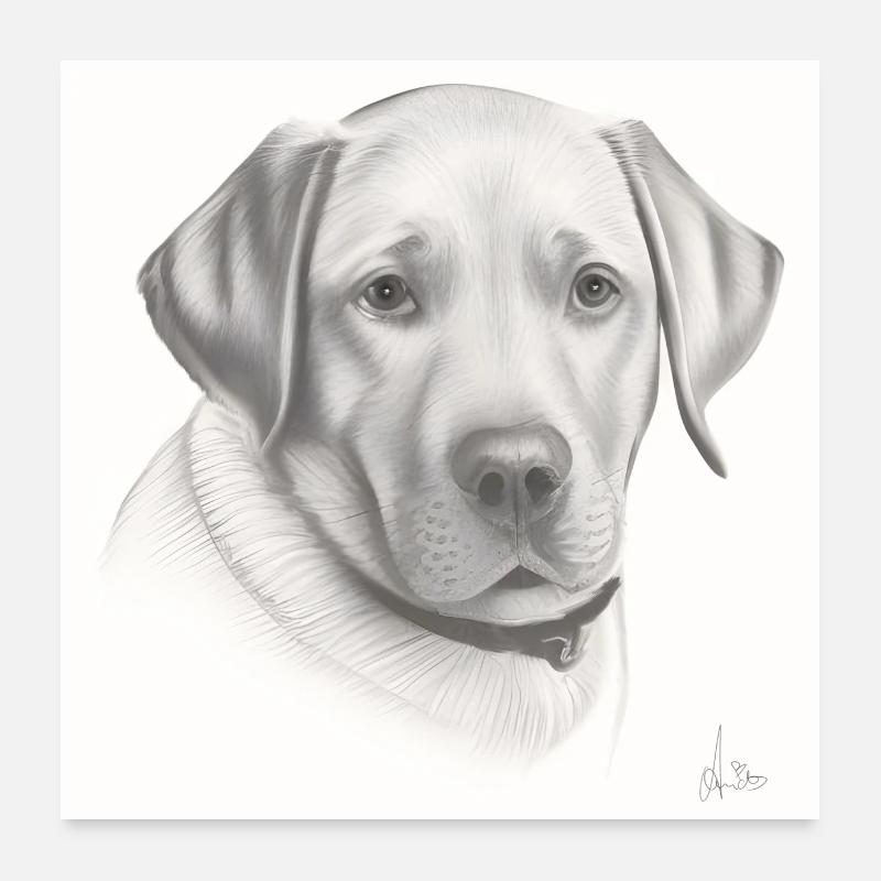 Dessin de portrait du Labrador Poster 60 x 60 cm
