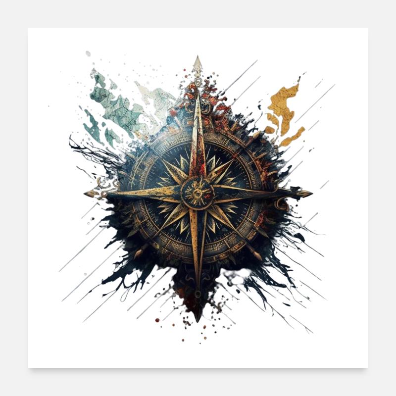 Boussole maritime créative pour le tour à la voile Poster 60 x 60 cm