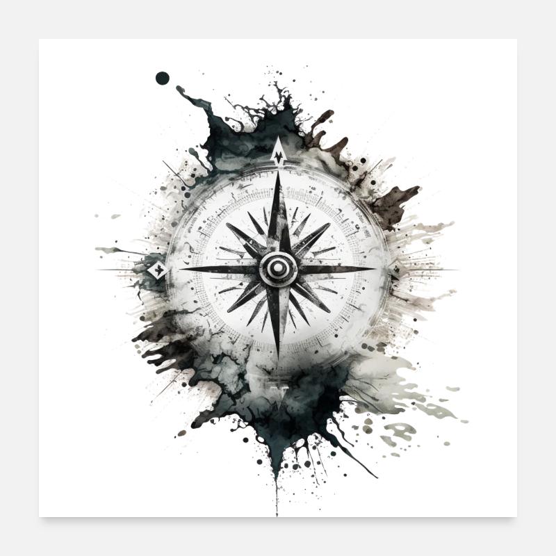 creative compass in navy look for sailing Poster 24" x 24" (60x60 cm)