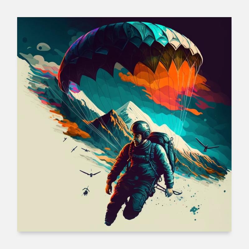 Parapentes dans la nature, pure expérience! Poster 60 x 60 cm