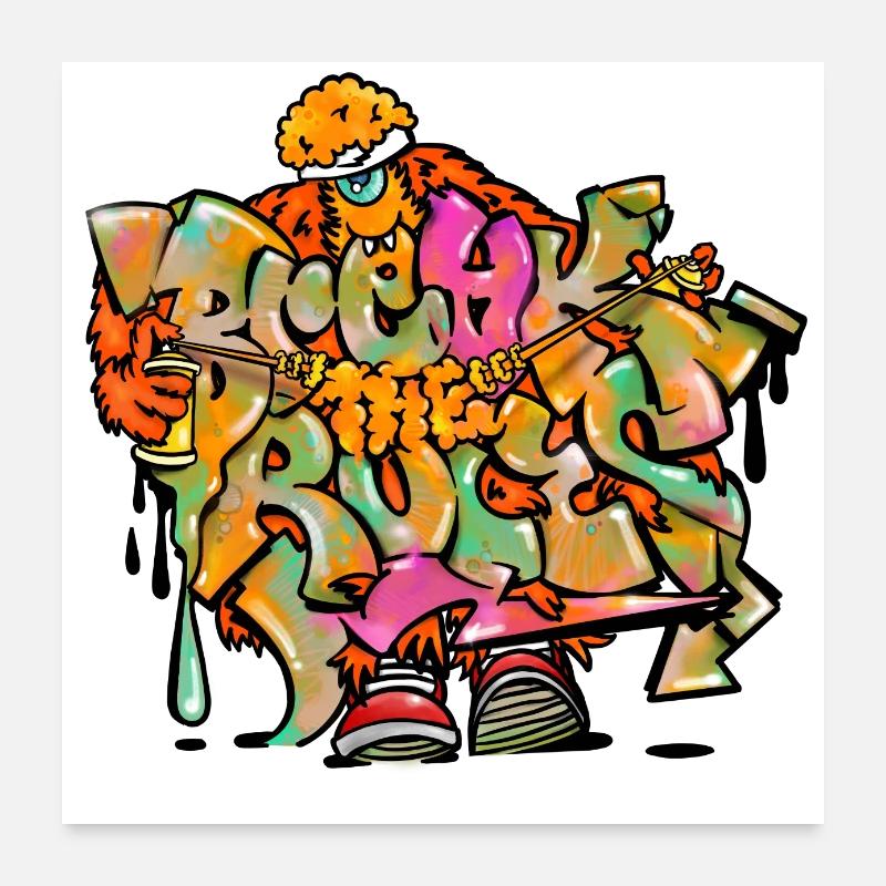 Break the Rules Monster Graffiti Poster 24" x 24" (60x60 cm)