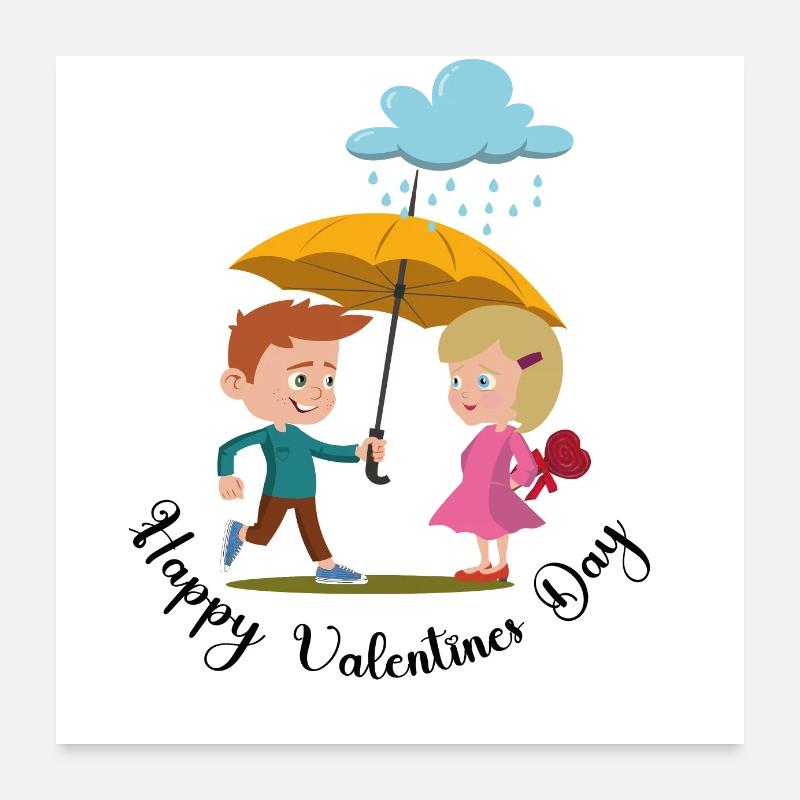 Fille garçon romantique Poster 60 x 60 cm