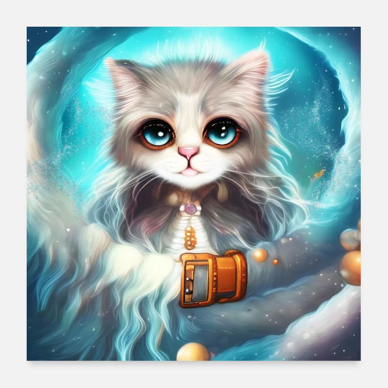 Mignon petit chat moelleux Poster 60 x 60 cm
