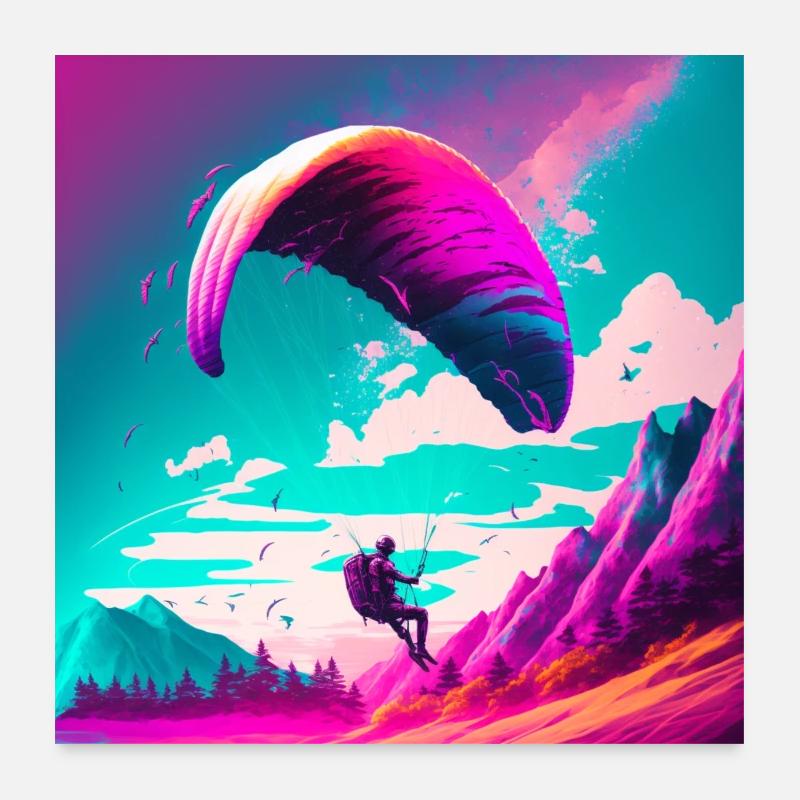 Parapentes dans le style rétrowave Poster 60 x 60 cm