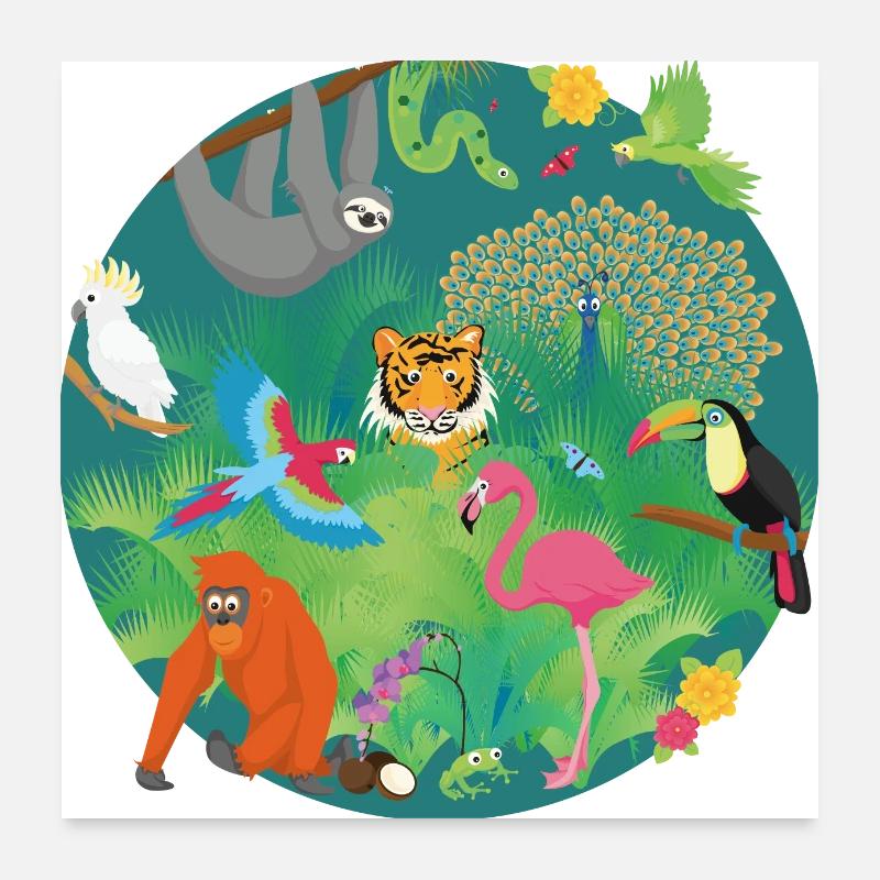 funny jungle Poster 24" x 24" (60x60 cm)