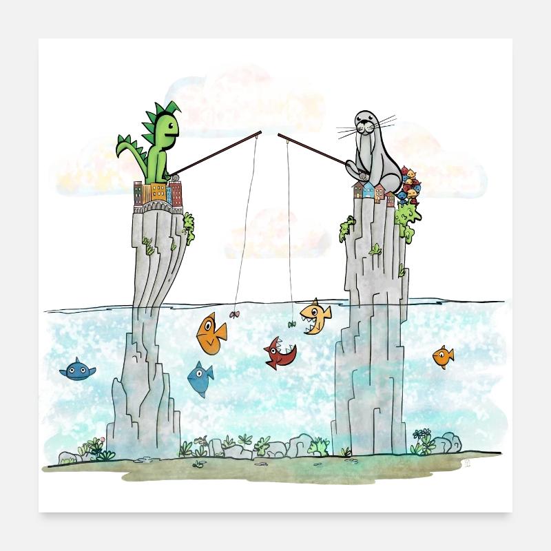 Fishing time Poster 24" x 24" (60x60 cm)