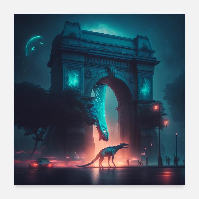 Paris dinosaur Poster 24" x 24" (60x60 cm)
